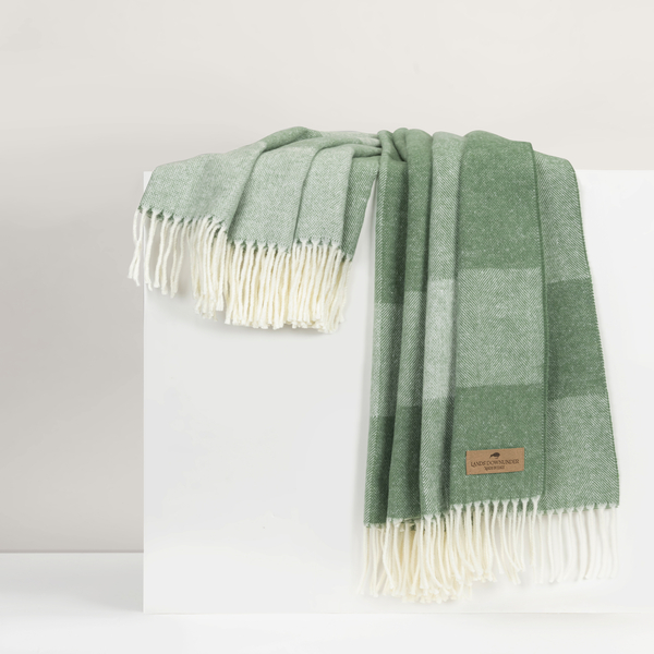 Olive Hampton Plaid Herringbone Throw | Hampton Plaid Herringbone