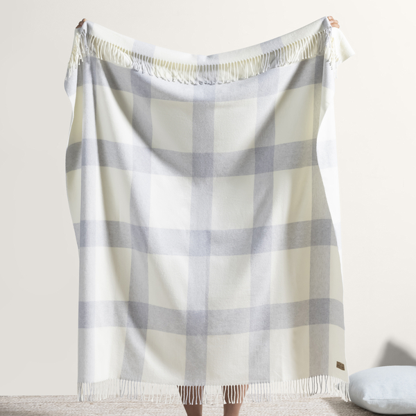 Silver Wellington Plaid Throw | Wellington Plaid