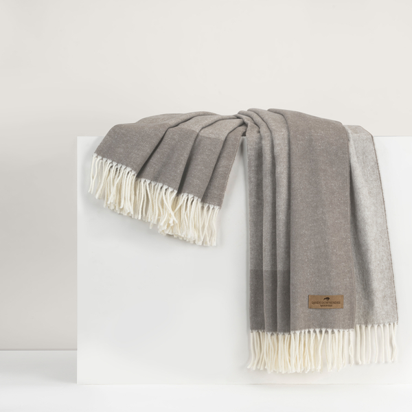 Mink Border Herringbone Throw | Border Herringbone