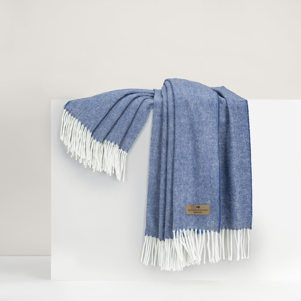 Azure Italian Herringbone Throw | Italian Herringbone