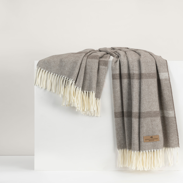 Mink Montauk Stripe Herringbone Throw | Montauk Stripe Herringbone