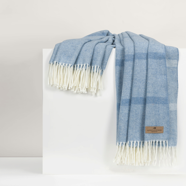 Denim Montauk Stripe Herringbone Throw | Montauk Stripe Herringbone