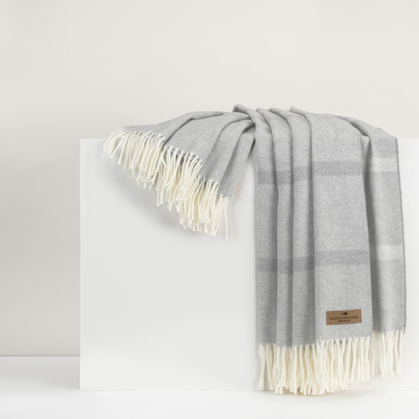 Light Gray Montauk Stripe Herringbone Throw | Montauk Stripe Herringbone