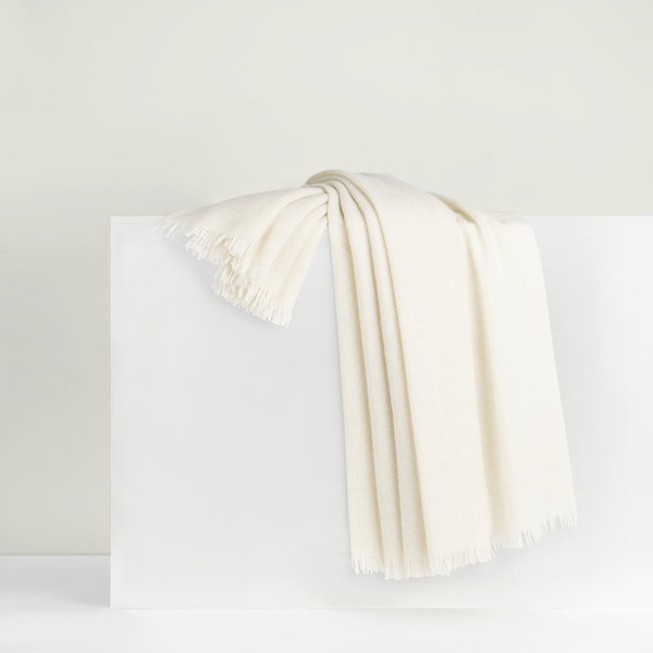 Ecru Italian Luna Cashmere Throw | Luna Cashmere