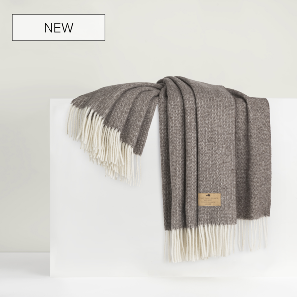 Mocha Pinstripe Cashmere Throw | Pinstripe Cashmere