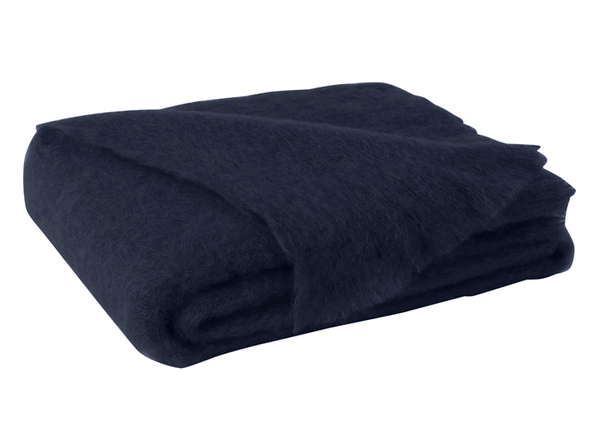 Navy Brushed Mohair Throw | New Zealand Mohair