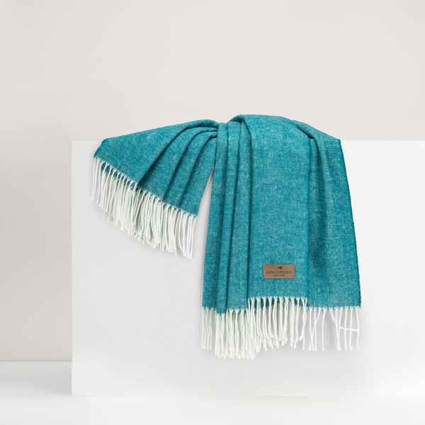 Teal Italian Herringbone Throw | Italian Herringbone