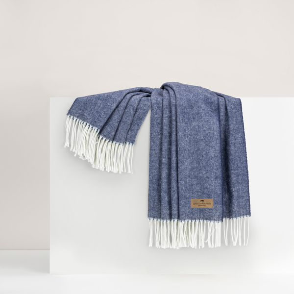 Indigo Italian Herringbone Throw | Italian Herringbone