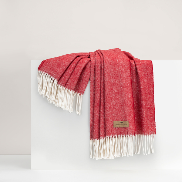 Red Poppy Italian Herringbone Throw | Italian Herringbone