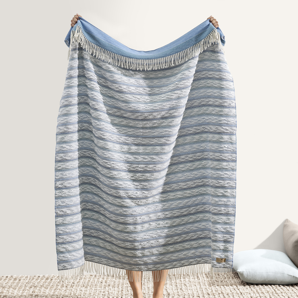 Blue Italian Textured Strato Blanket | Italian Textured Strato