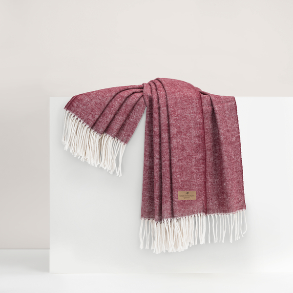 Deep Merlot Italian Herringbone Throw | Italian Herringbone