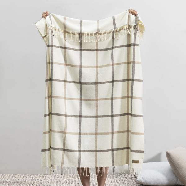 Barnwood/Dune Tattersall Plaid Throw | Tattersall Plaid