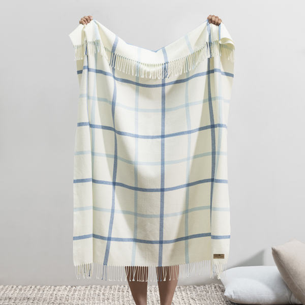 Blue Denim/Baby Blue Tattersall Plaid Throw | Tattersall Plaid