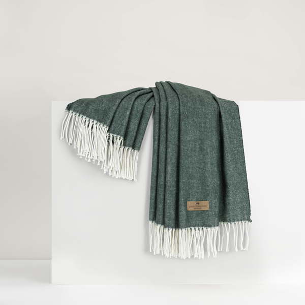 Pine Italian Herringbone Throw | Italian Herringbone