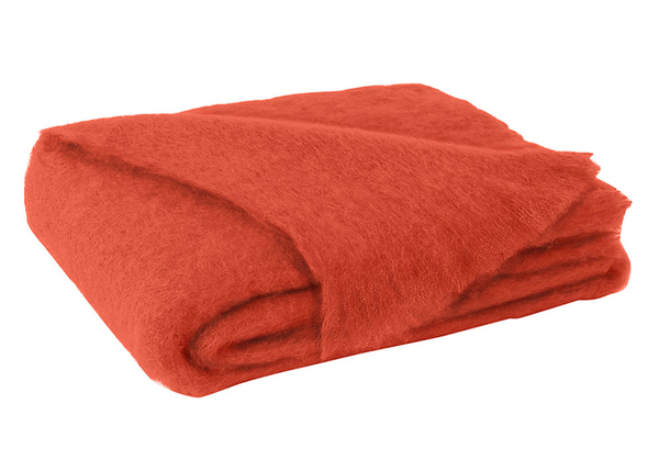 Hibiscus Orange Brushed Mohair Throw | New Zealand Mohair