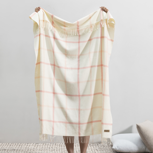 Blush/Pink Salt Tattersall Plaid Throw | Tattersall Plaid