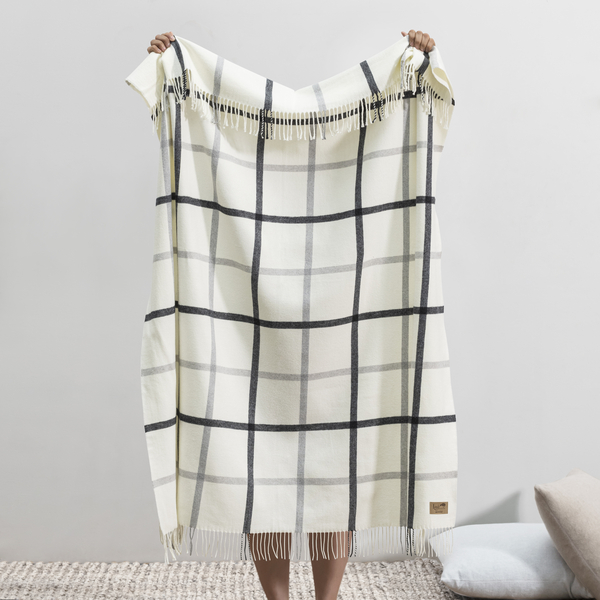 Light Gray/Graphite Tattersall Plaid Throw | Tattersall Plaid