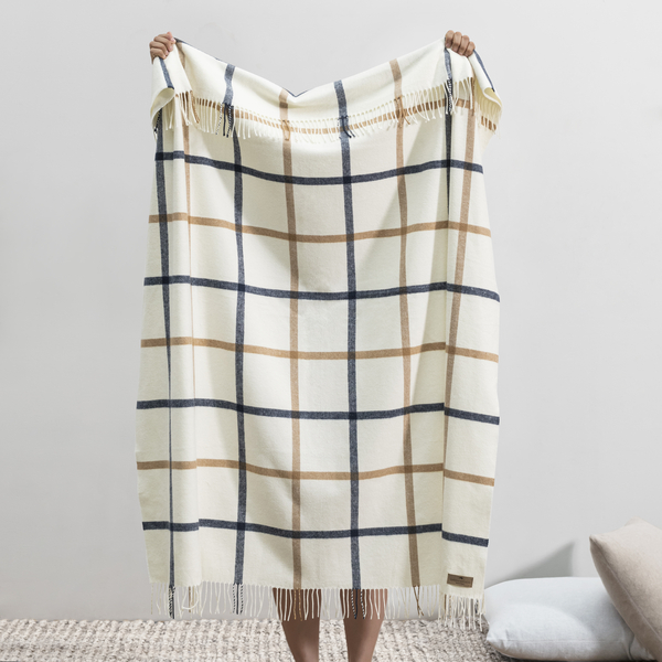 Navy/Caramel Tattersall Plaid Throw | Tattersall Plaid