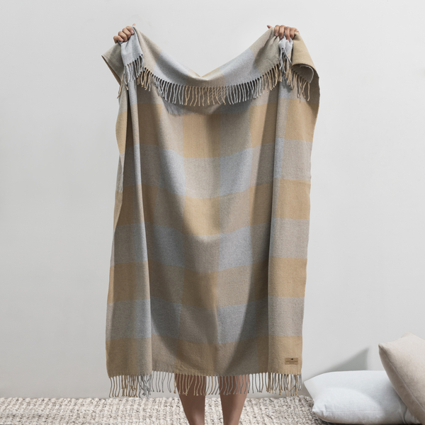 Dune and Light Gray Buffalo Check Throw | Buffalo Check