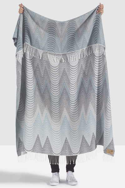 Gray/Teal Deco Cotton Jacquard Throw | Shop By Collection