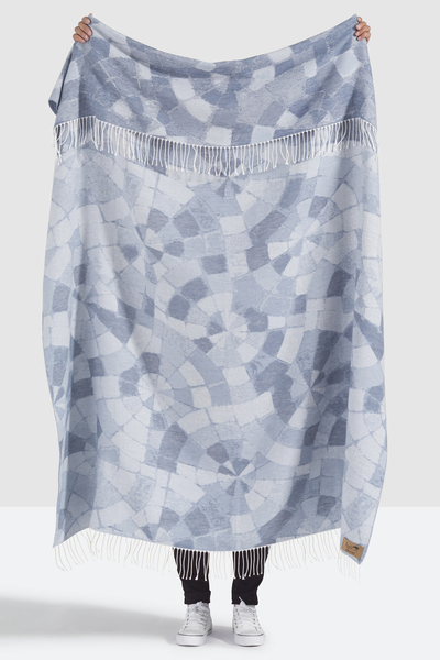 Blue Mosaic Cotton Jacquard Throw | Shop By Collection