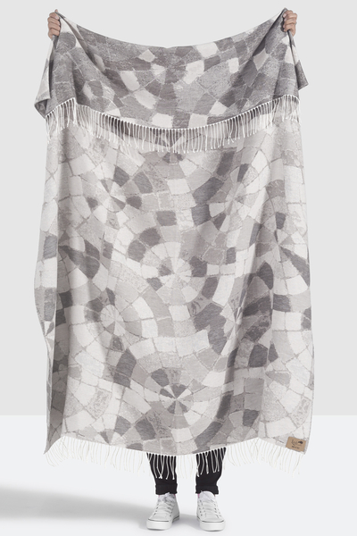 Light Gray Mosaic Cotton Jacquard Throw | Shop By Collection