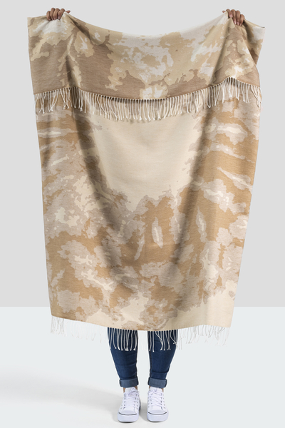 Camel Tie Dye Cotton Jacquard Throw | 100%  Cotton Jacquard