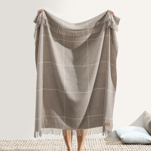 Image Taupe Windowpane Cashmere Throw