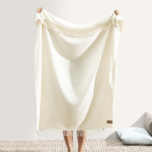 Image Heathered Ivory Juno Cashmere Throw