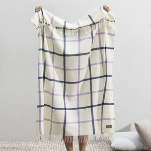 Image Lilac/Navy Tattersall Plaid Throw