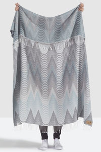 Image Gray/Teal Deco Cotton Jacquard Throw